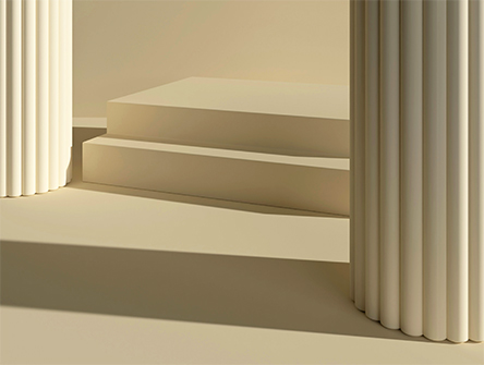 Two large pillars with a podium between them.