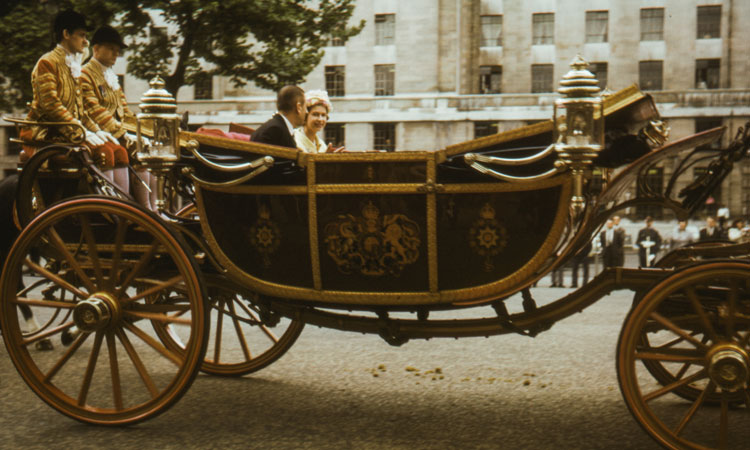 The Queen in a royal carriage