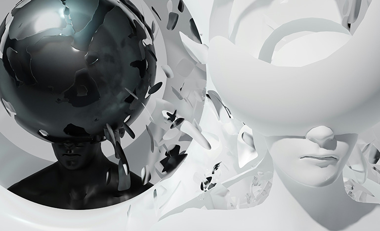 Artistic depiction of two people struggling with loss.