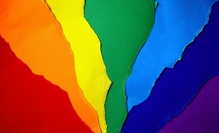Construction paper in PRIDE flag colours