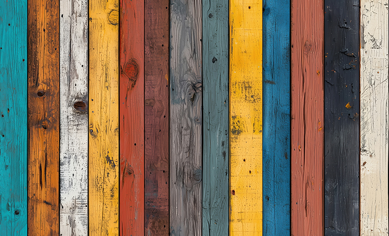 Wood boards of different colours lined up together.