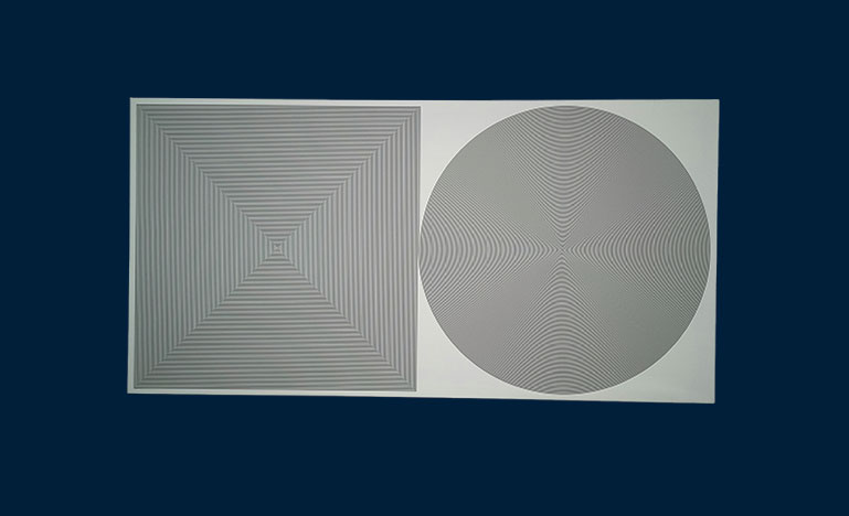A square and a circle design very close to each other. 