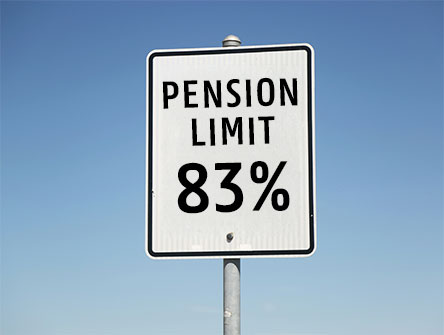 A road sign that reads "Pension Limit 83%"