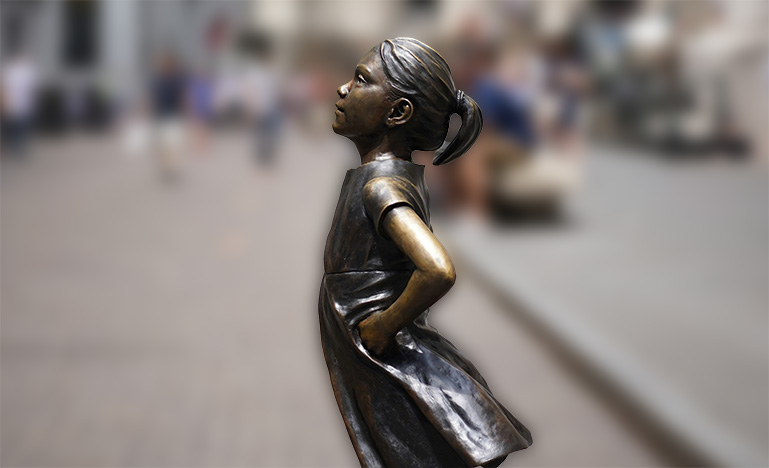 "Fearless Girl" on Wall Street in New York City. 